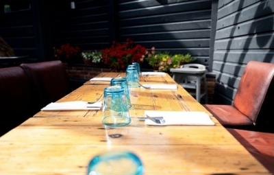 A table set on the terrace
